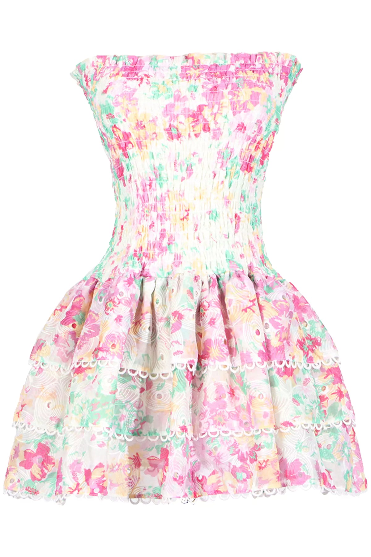 Mercy White Floral Ruched Mini Dress