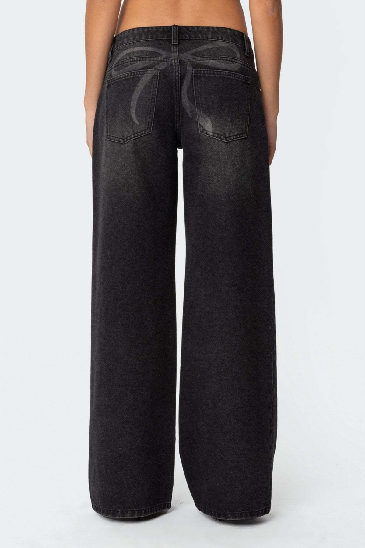 Loose Wide Leg Fashion Printed Denim Jeans