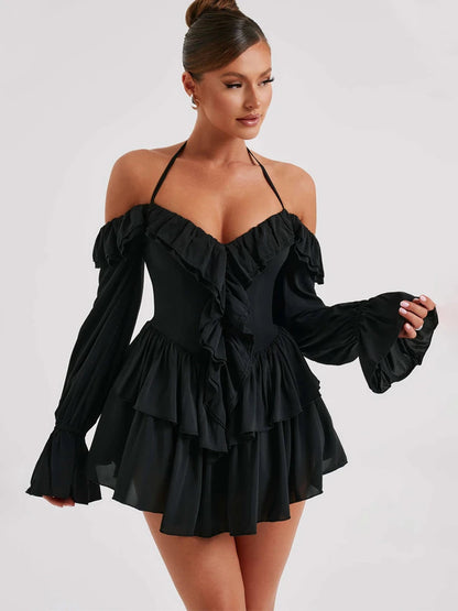 Ruffle Flare Sleeve Mini Dress