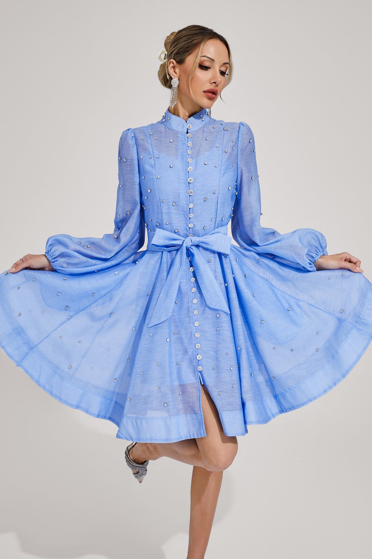 Bentham Blue Diamond Embellished Mini Dress