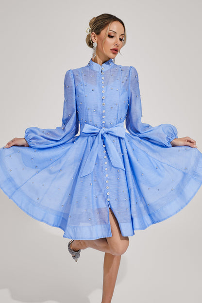 Bentham Blue Diamond Embellished Mini Dress