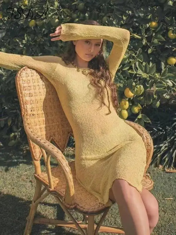 Perspective Long Sleeve Mini Dress