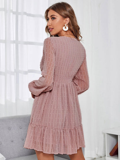Birthday Mini Dresses Pink Long Sleeves Short Dress