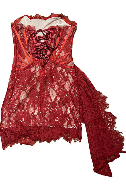 Eileen Red Lace Off Shoulder Mini Dress