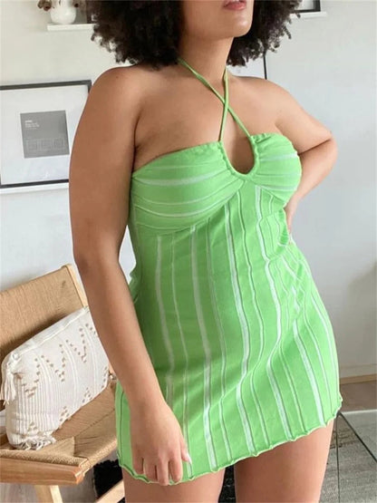 Halter Knitted Wrap Mini Dress