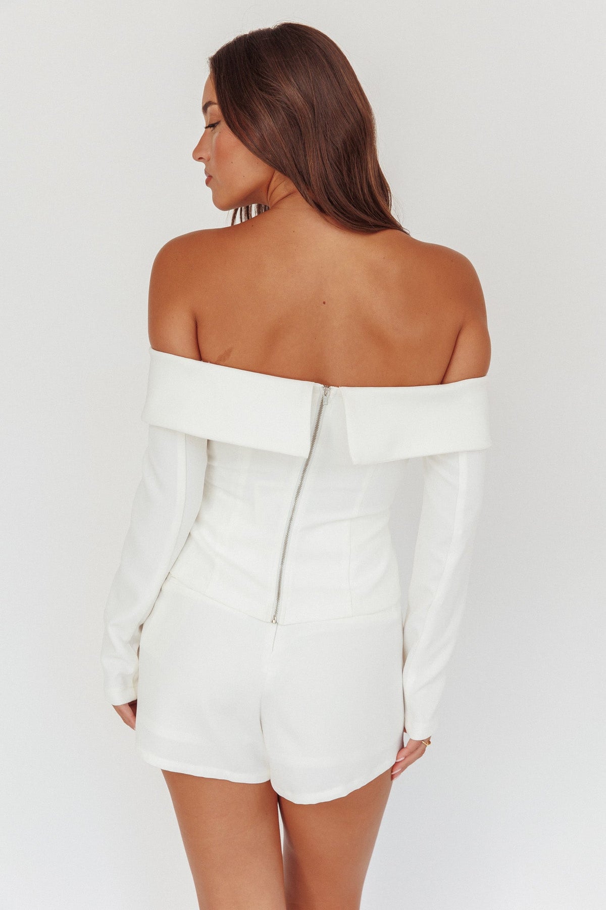 Adalis High Waist Wrap Front Shorts Off White
