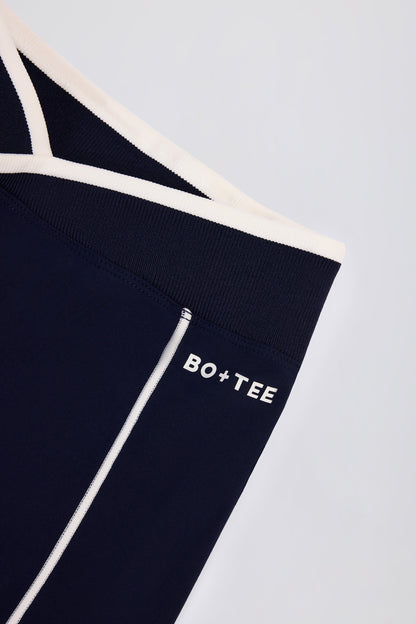 Soft Active Wrapover Contrast Mini Shorts in Classic Navy