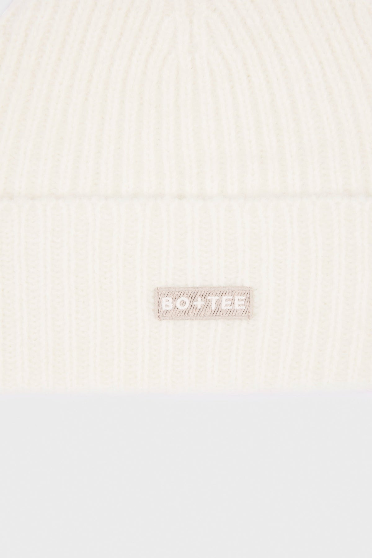 Ribbed Knit Beanie Hat in Ivory