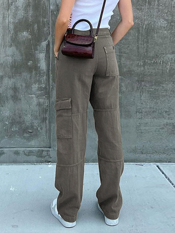 Pocket Patched Straight Cargo Jeans
