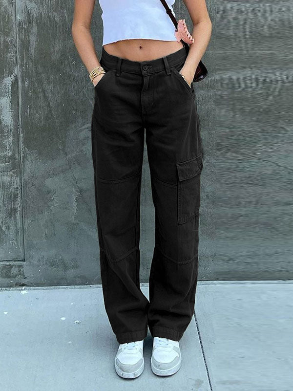 Pocket Patched Straight Cargo Jeans