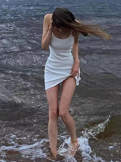 White Summer Beach Mini Dress