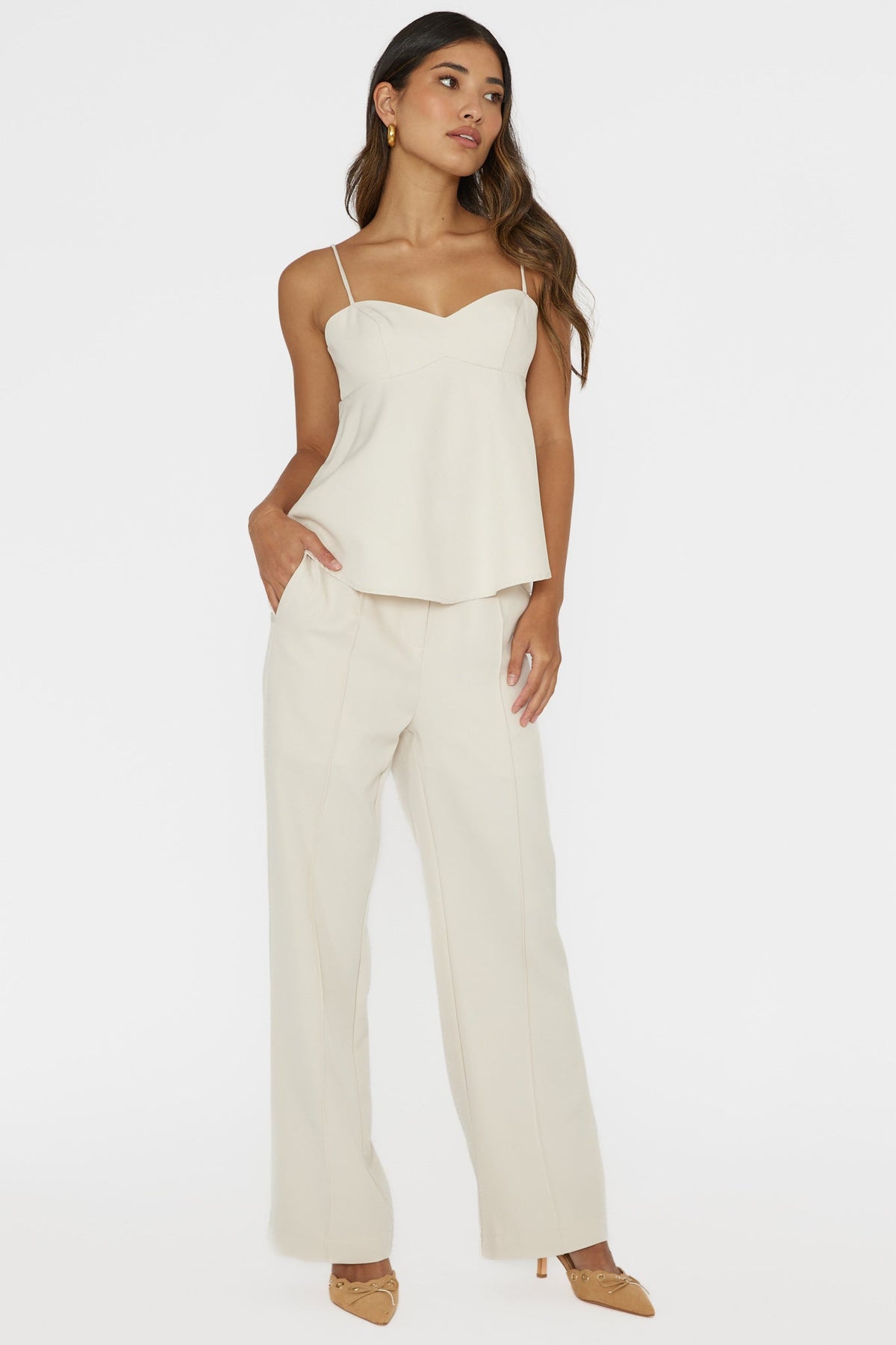 Mistie Pintuck Pants Bone
