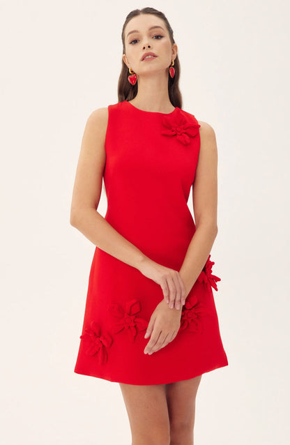 Madeline Sleeveless Floral Applique Mini Dress