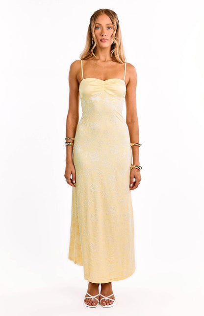 Ely Yellow Lace Maxi Formal Dress