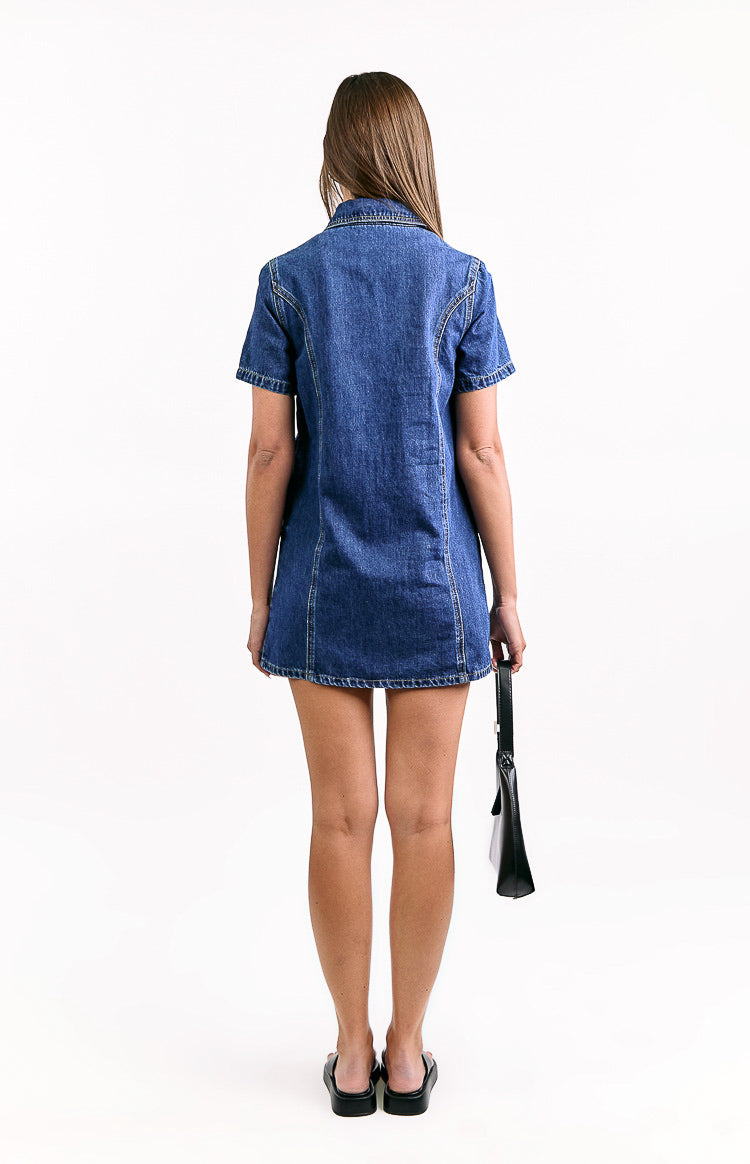 Lachie Dark Wash Denim Mini Dress