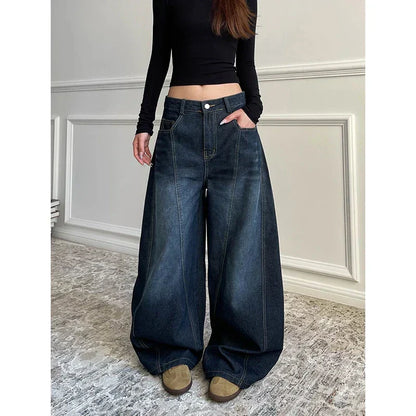 Women's Baggy Wide Leg Casual Denim Trouser Cool Girl High Waisted Streetwear Fashion Pants Female Straight Loose Unisex Jeans