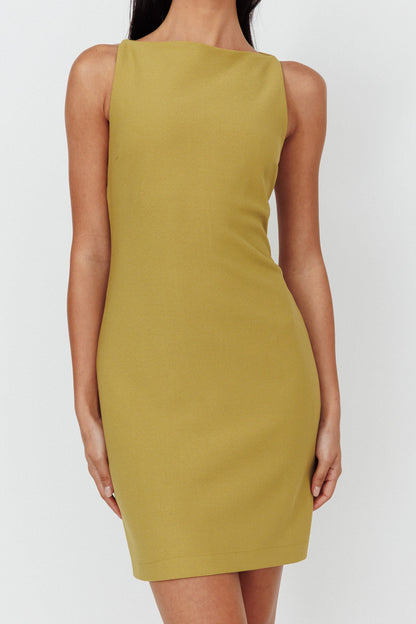 Anjali Sleeveless Shift Dress Moss Green