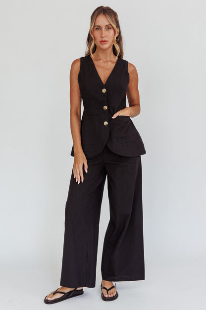 Philomena Wide-Leg Pants Black