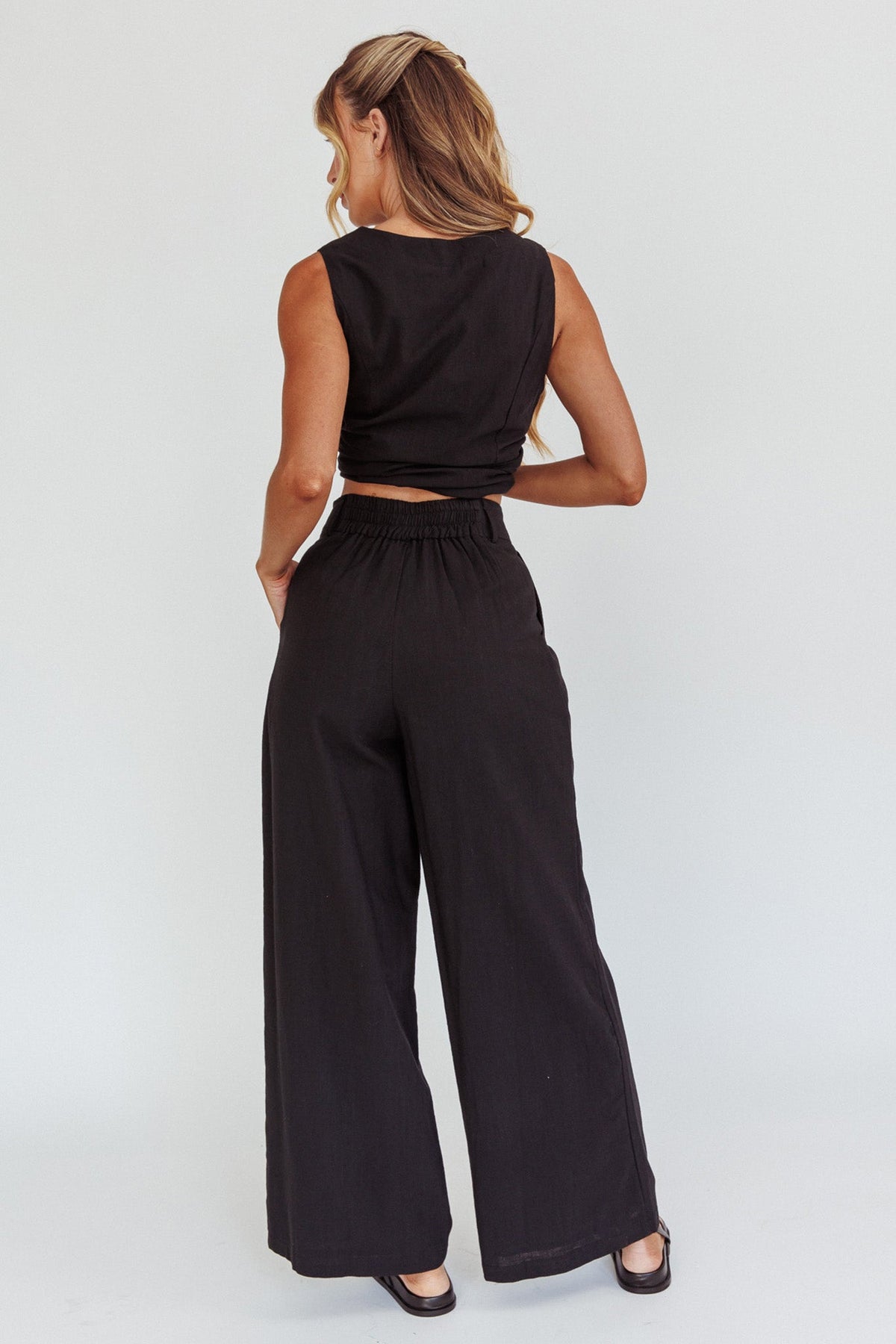 Philomena Wide-Leg Pants Black
