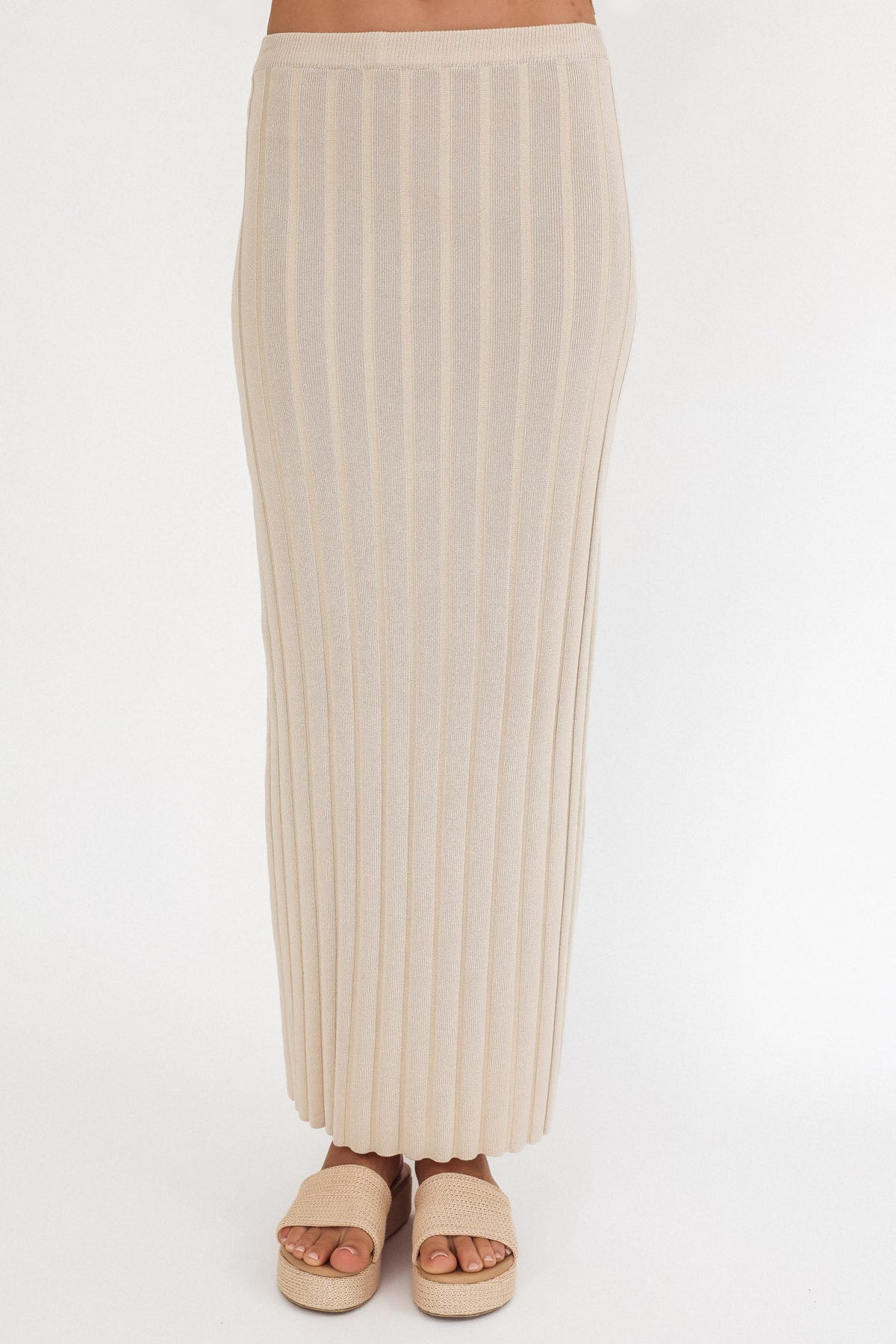 Kimora Ribbed Knit Maxi Skirt Sand