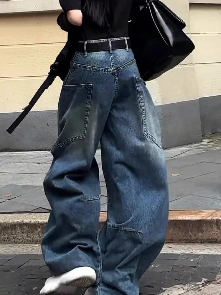 2000s Clothes Y2k Workwear Baggy Jeans Women Winter Wide Leg Trendy Hip Hop Grunge Jorts Female Korean Vintage Denim Trousers