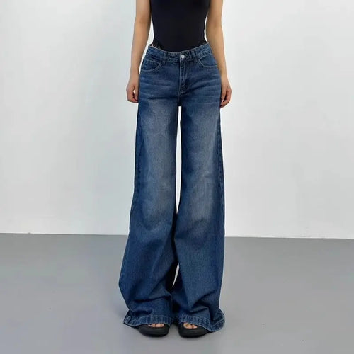 Retro American plus straight leg women jeans washed and versatile Gothic Harajuku loose fit high waisted casual jeans y2k pants