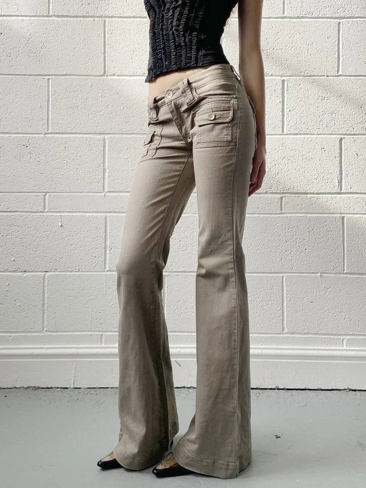 Slim Fit Simple Flared Pants Women High Fashion Causal England Style All-Match Basic Jeans Classical Clothing