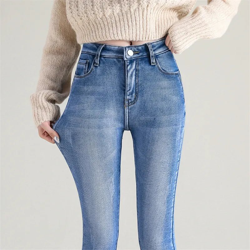 Women's Stretchy Skinny Winter Jeans with Fleece Lining | Great for Casual Days