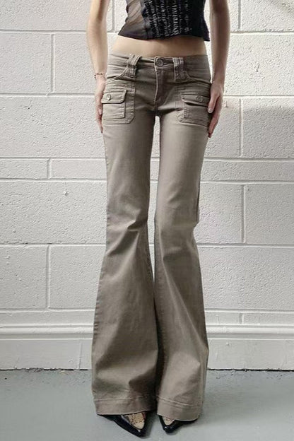 Edgy Low Waist Utility Bootcut Jeans