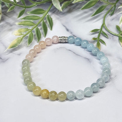 AAA Aquamarine-Morganite Stretch Bracelet- Artisan Made