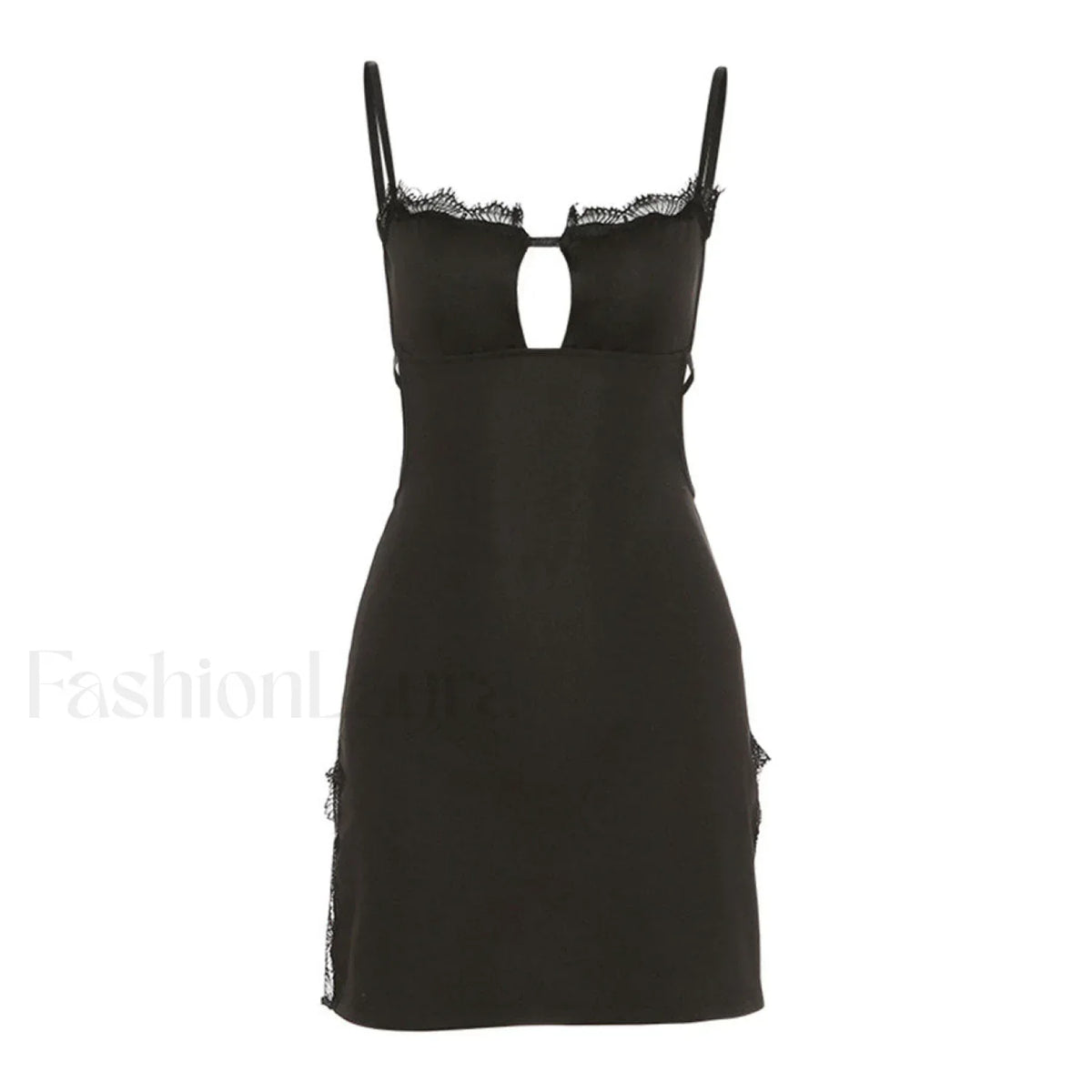 Alluring Eyelash Lace Trim Split Club Mini Dress