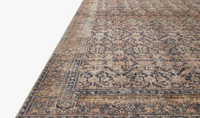 Amber Lewis X Loloi Billie Rug in Ink/Salmon: Product Pile Height View