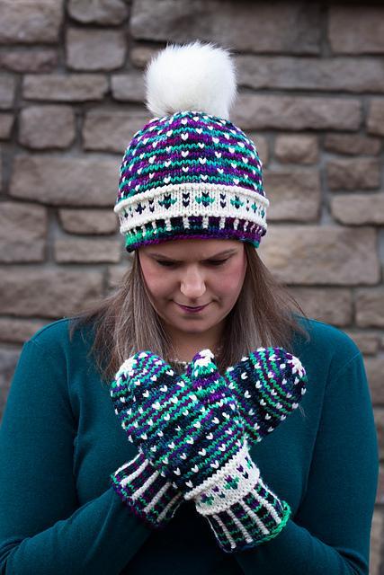 Destination Yarn Knitting Kit Arctic Sky Hat and Mitts Kit