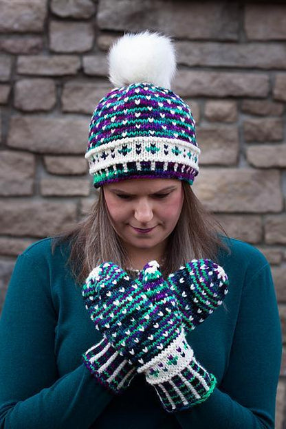 Destination Yarn Knitting Kit Arctic Sky Hat and Mitts Kit