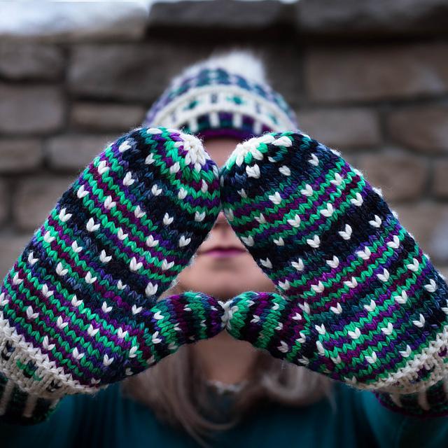 Destination Yarn Knitting Kit Arctic Sky Hat and Mitts Kit
