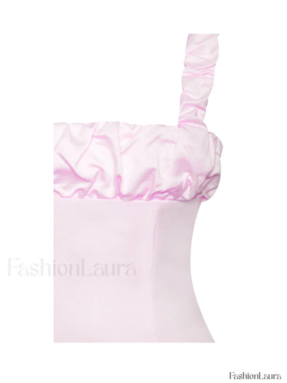 Aubrey Pink Satin Charming Bubble Hem Mini Dress