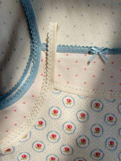 Basic 2-Pack Strap Tops in Pirouette Dot/Mirage