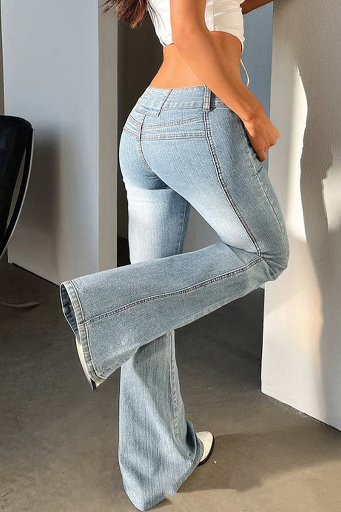 Slim High Stretch Low Waist Flare Stylish Jeans