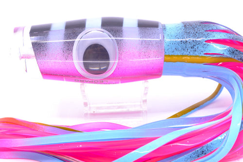 Big T Lures Ice Blue-Pink Pearl Black Bars Leopard 12" 10.7oz Skirted Ice Blue & Black/Pink
