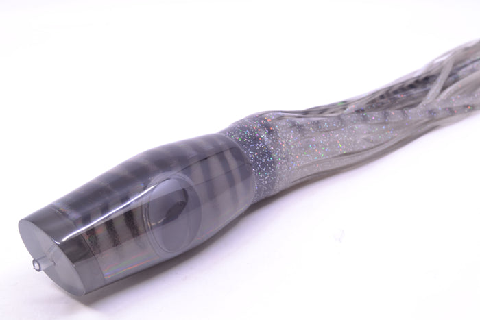 Big T Lures Smoke Rainbow Mackerel Leopard 12" 10.7oz Skirted Gray with Black Stripes