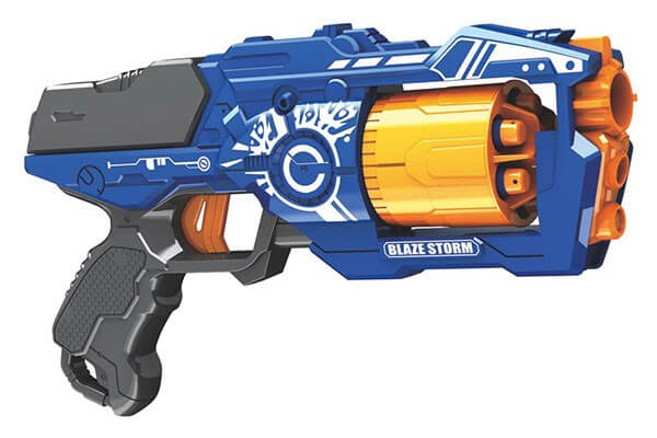 Blaze Storm manuel tromlerevolver NERF legetøj, blå og orange pistol
