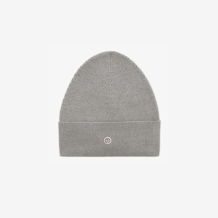Bonnet uni en coton et laine gris acier