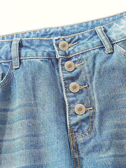 Women's Straight Leg Baggy Jeans with Slash Pockets | Great for Everyday Wear