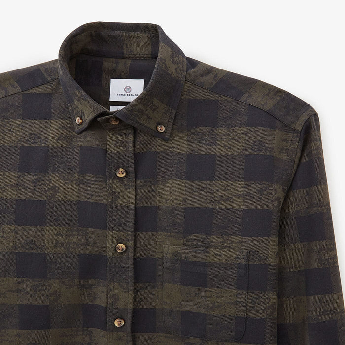 Chemise à carreaux militaire à manches longues en coton