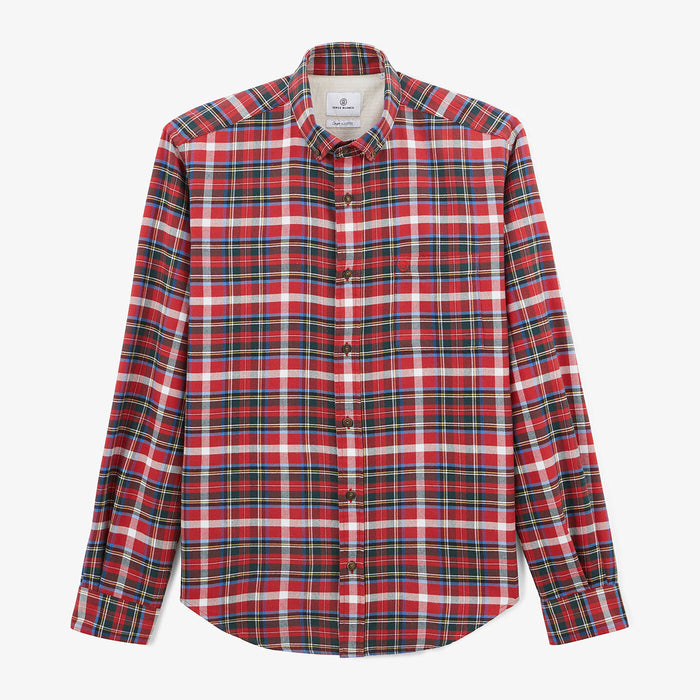 Chemise à manches longues brique à carreaux