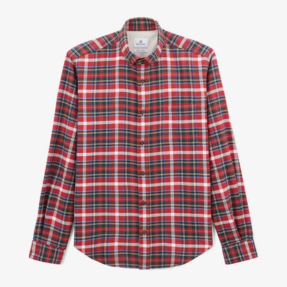 Chemise à manches longues brique à carreaux
