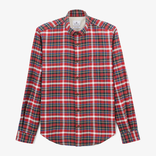 Chemise à manches longues brique à carreaux