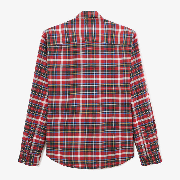 Chemise à manches longues brique à carreaux