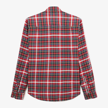 Chemise à manches longues brique à carreaux