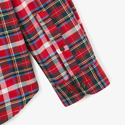 Chemise à manches longues brique à carreaux